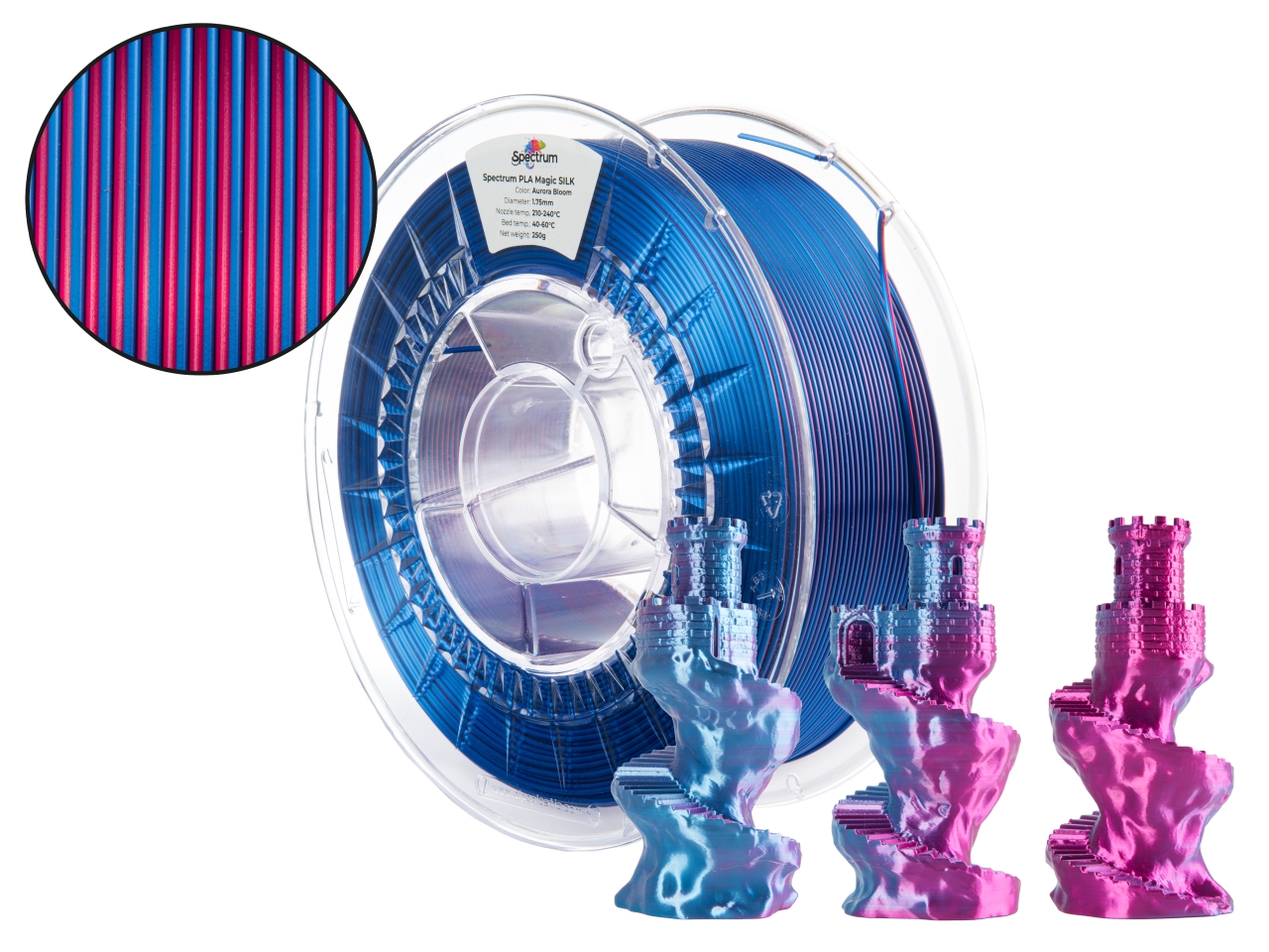 Spectrum PLA Magic SILK Aurora Bloom 1.75mm 1kg 2 Spectrum PLA Magic SILK Aurora Bloom 1.75mm 1kg - Billede 2